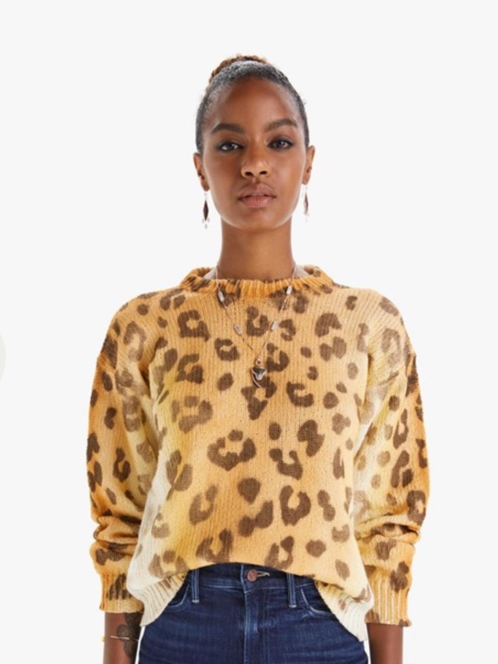 MOTHER Leopard Print Cozy Knit Sweater The Jumper size Large